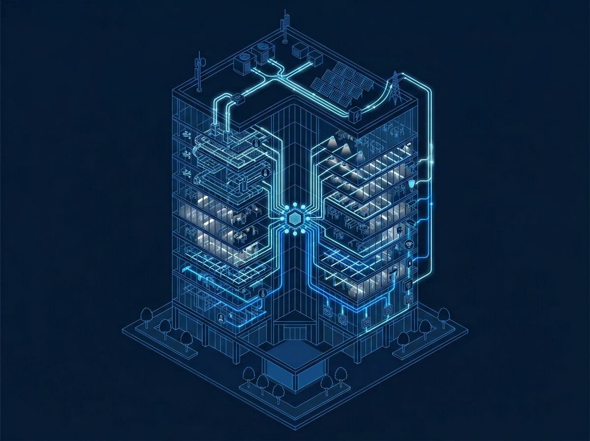 Smart commercial building with AI agent systems